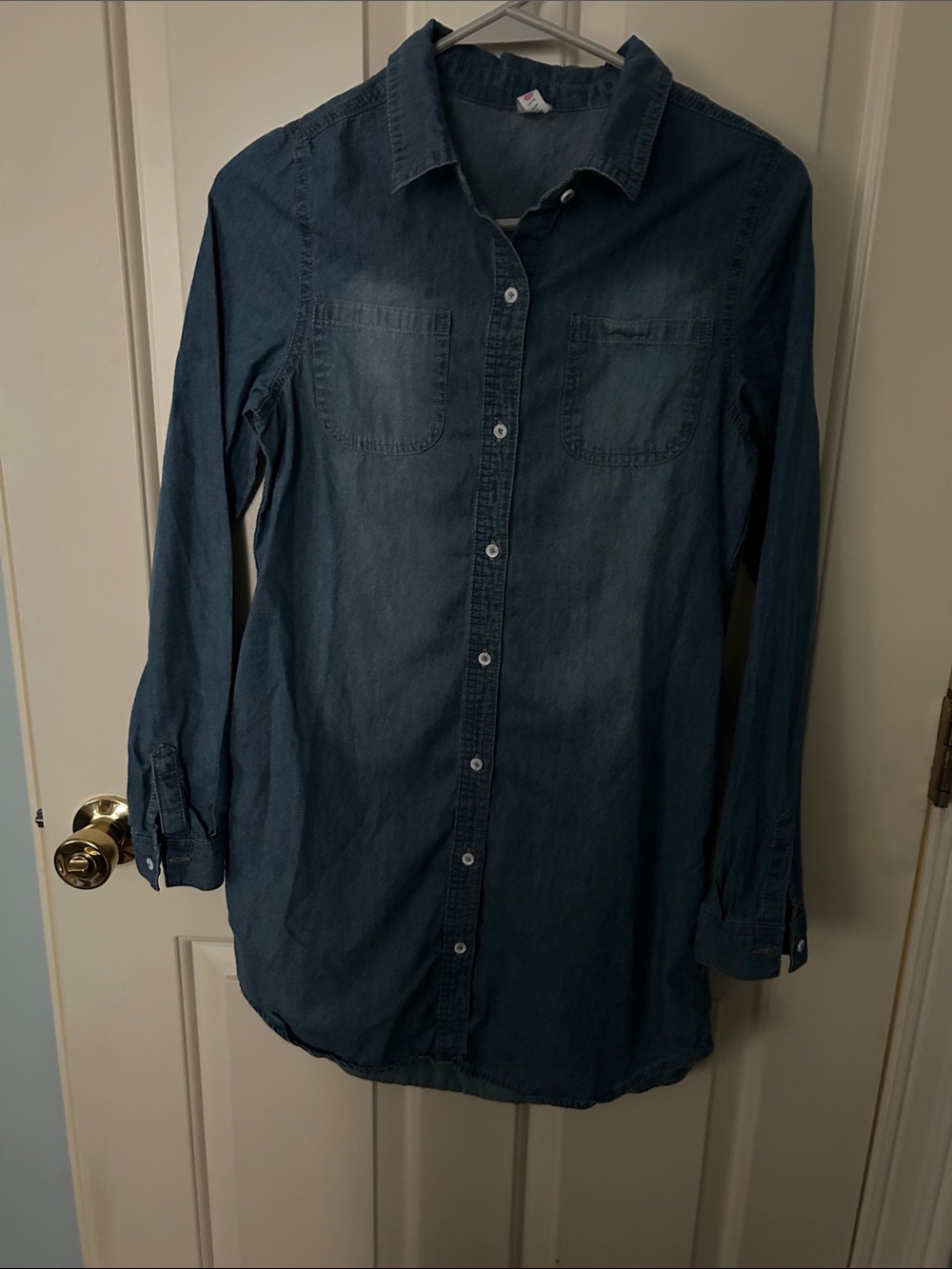 Fabkids Denim Button-Up Shirt Dress - Dark Blue - Girls 14-16